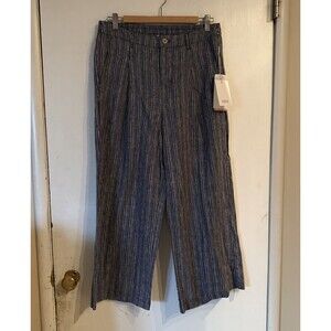 NWT Carve Design Suki Linen Pants Navy Texture Wide Leg Cropped | Women's Med
